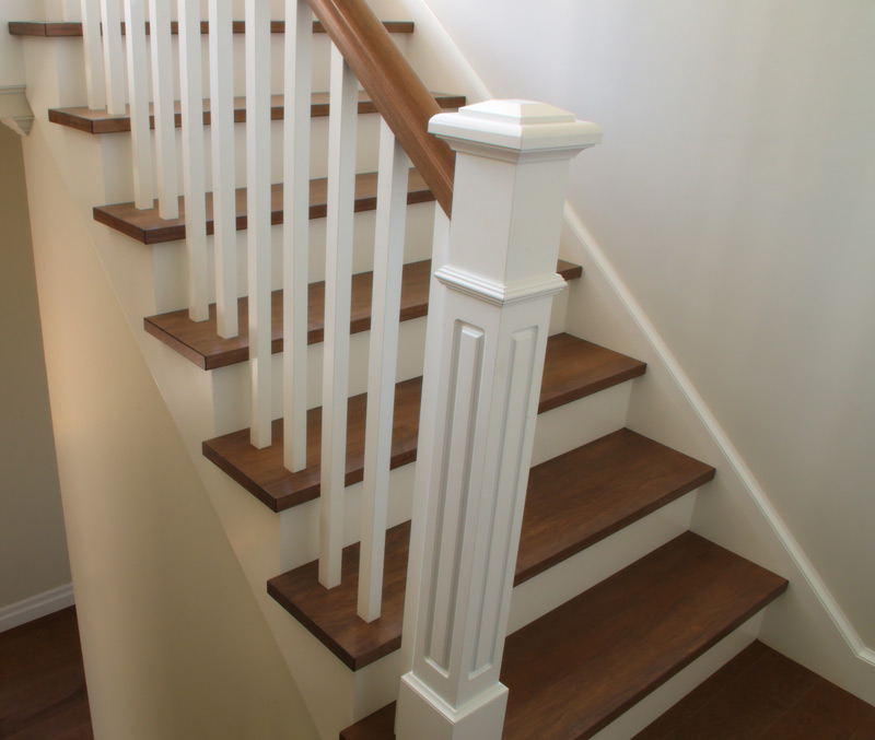 painted staircase - painted risers and varnished treads