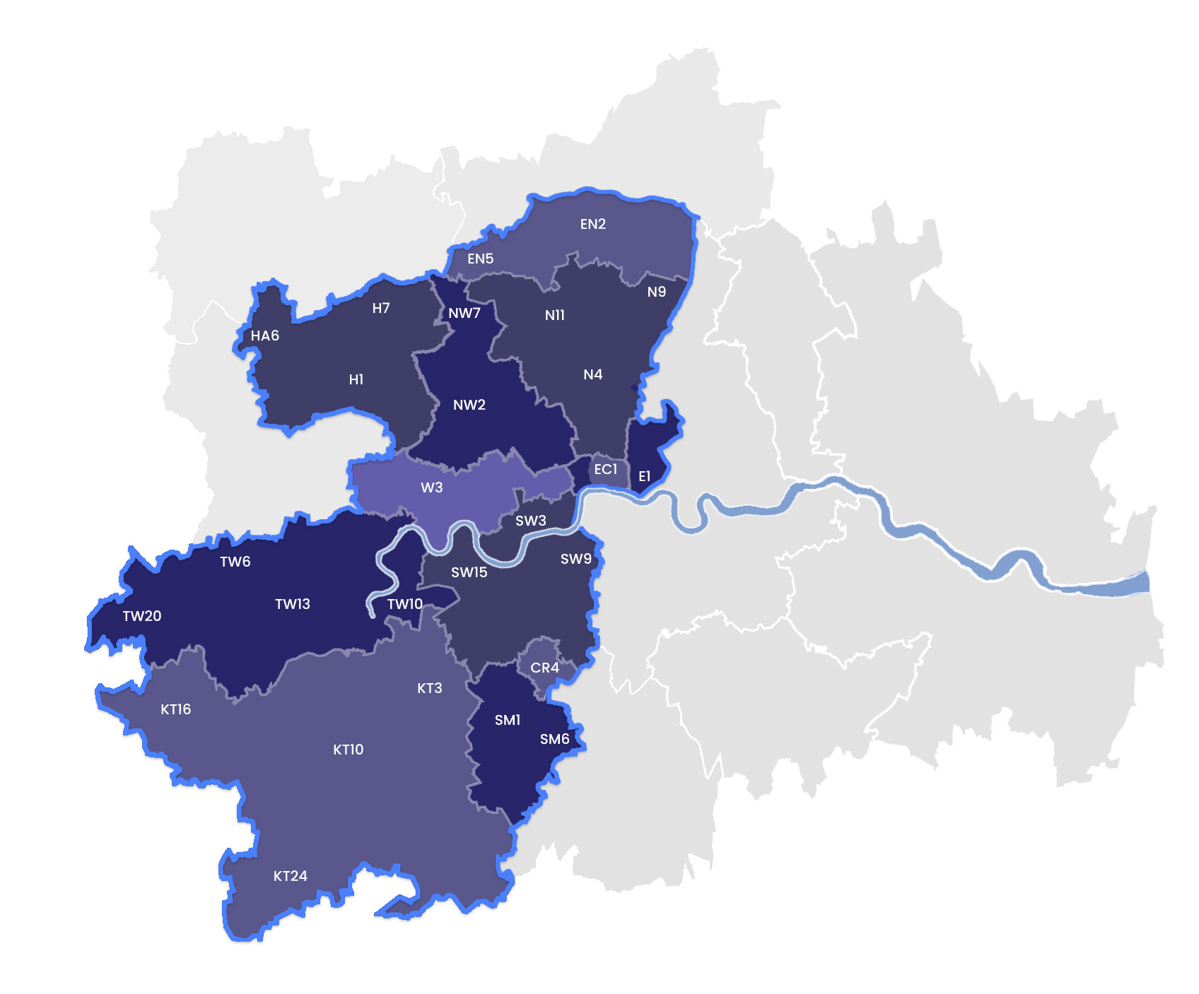 London Painting and Decorating Coverage Map
