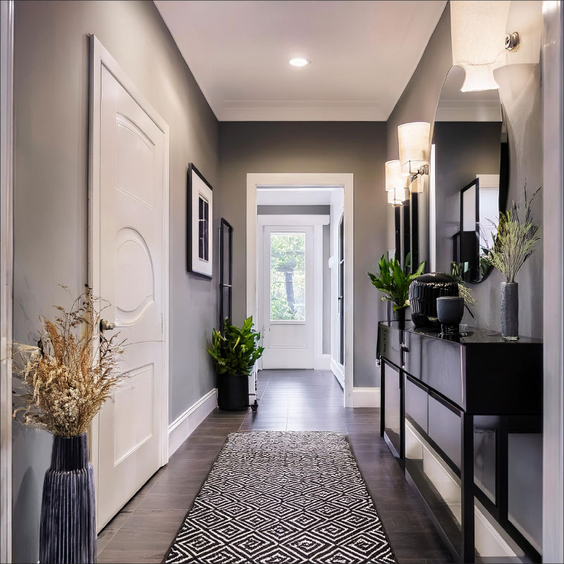 Black and White Hallway with Grey