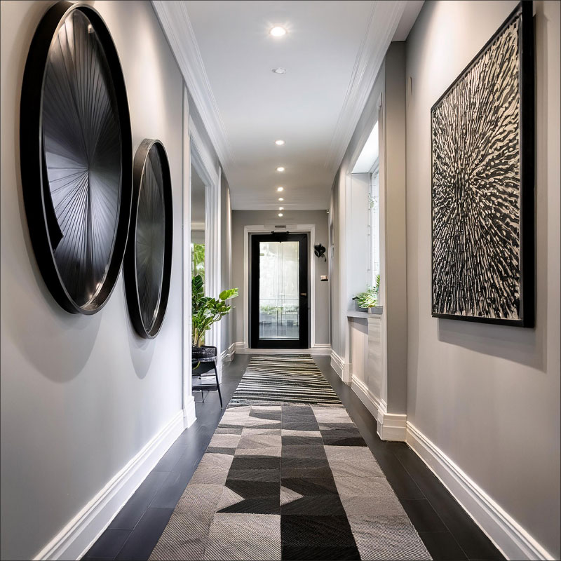 Black and White Hallway with Grey