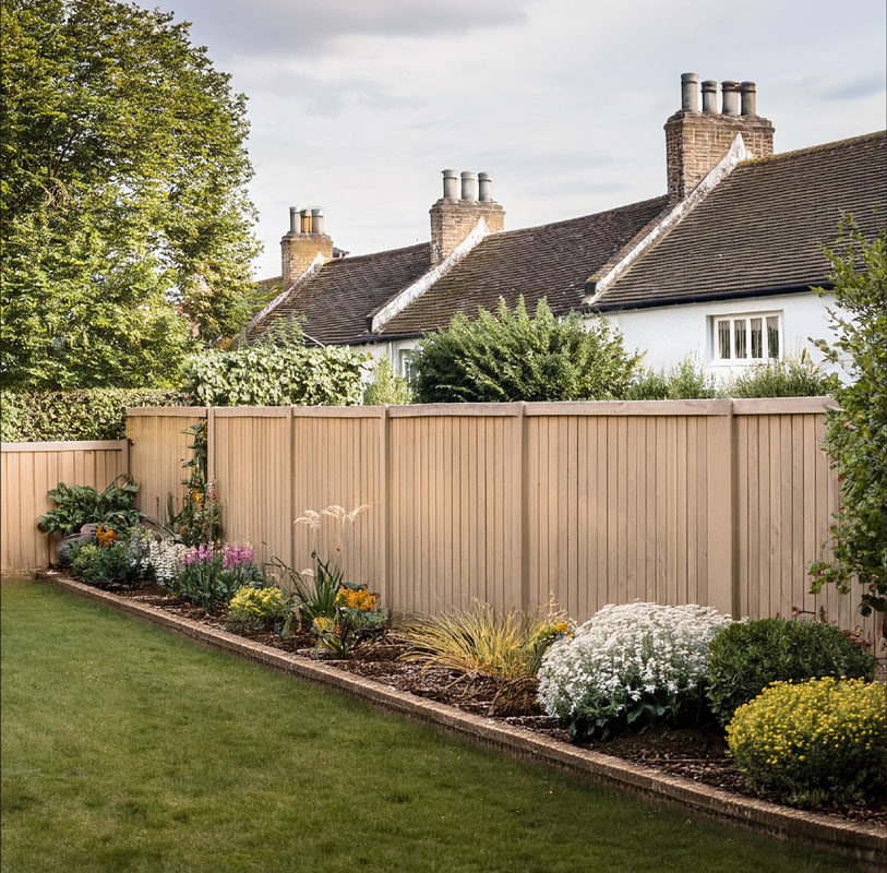 Grey fence for small garden