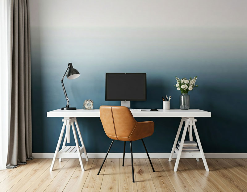 Home Office with Dual-Tone Ombre Effect