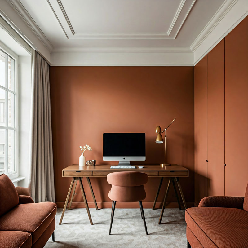 home office with terracotta walls London