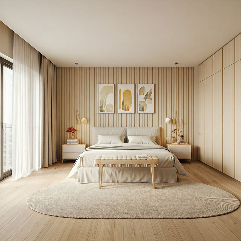 Light Coloured Drenched Bedroom