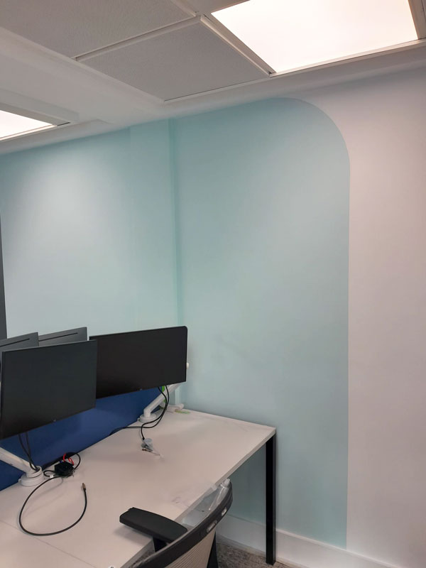 light blue curved painting office central London