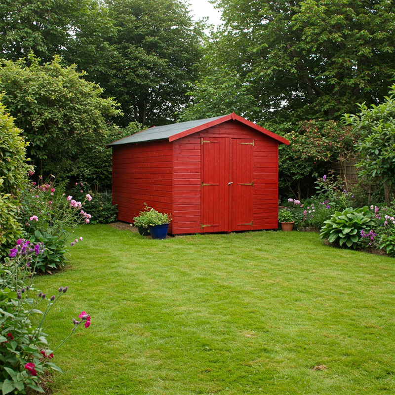 red garden shed painter