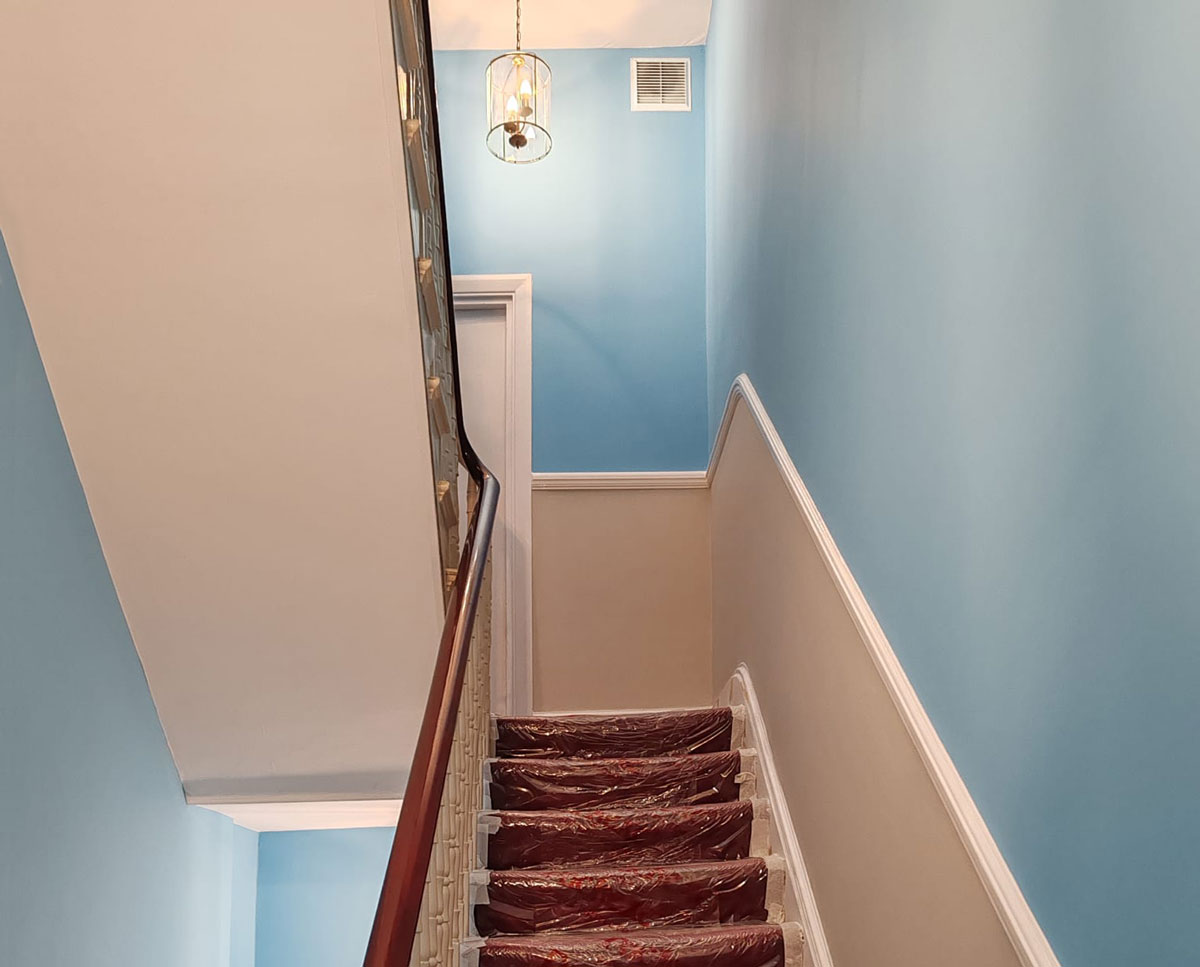 two tone hallway colours