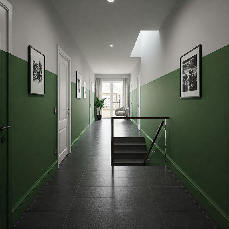 two tone hallway green